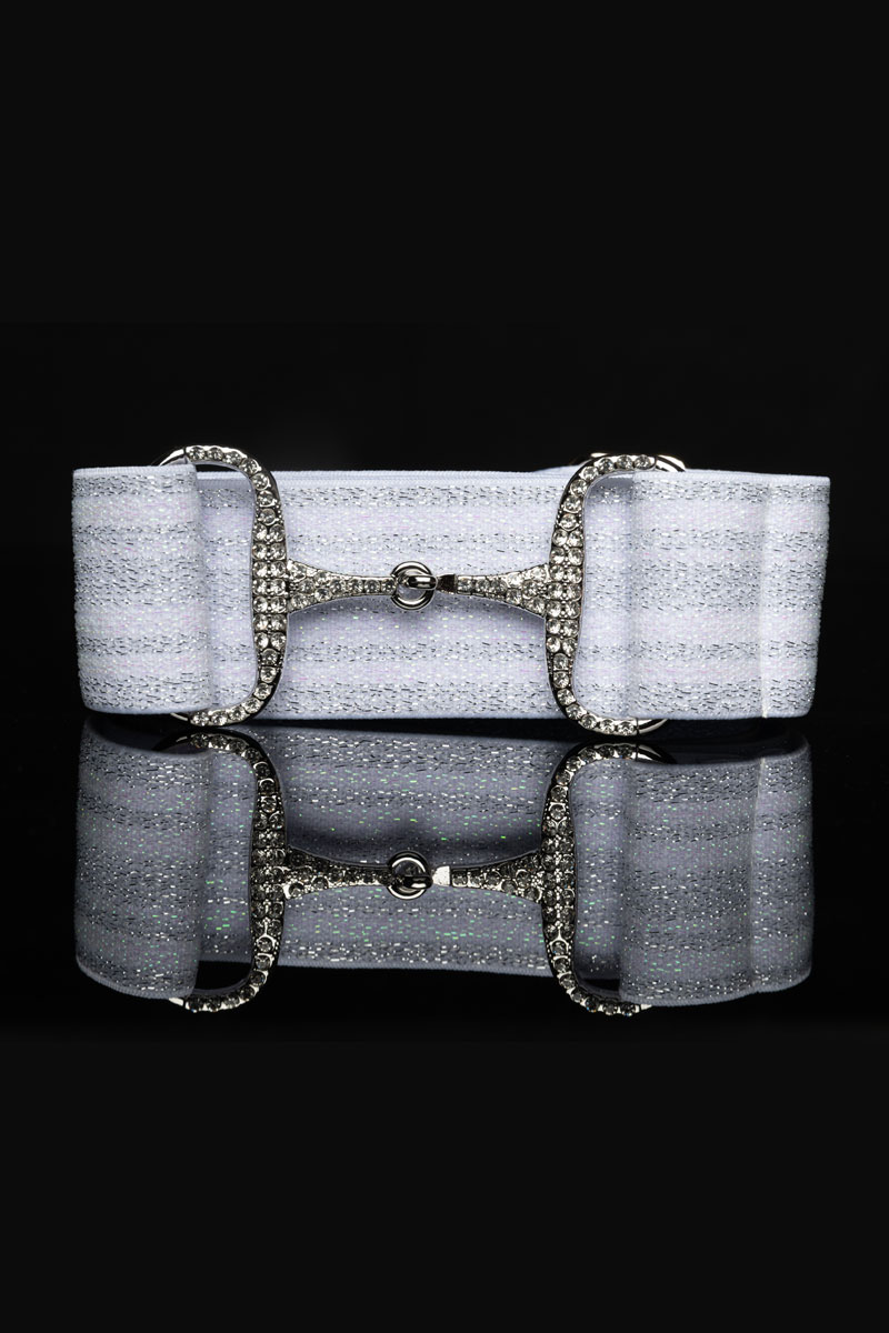 Cinturon de competicion-en blanco con brilli brilli detalles ecuestres Brilli bracomonte equestrain