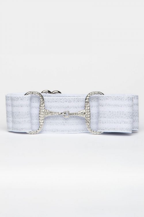 Cinturon de competicion-en blanco con brilli brilli detalles ecuestres Brilli bracomonte equestrain