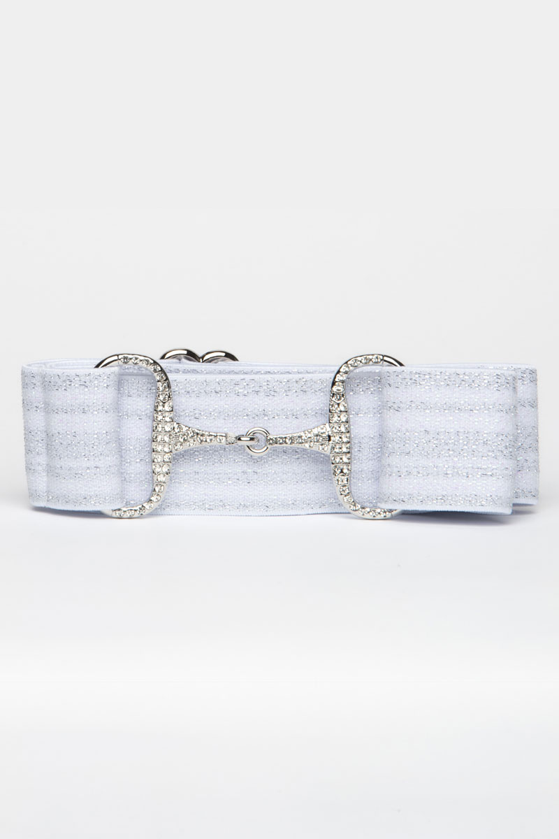 Cinturon de competicion-en blanco con brilli brilli detalles ecuestres Brilli bracomonte equestrain